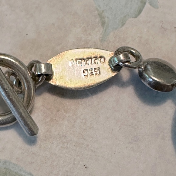 Vintage Mexico 925 Black Onyx Toggle Clasp Bracelet Sterling Silver Signed 7 1/4 - Picture 13 of 13